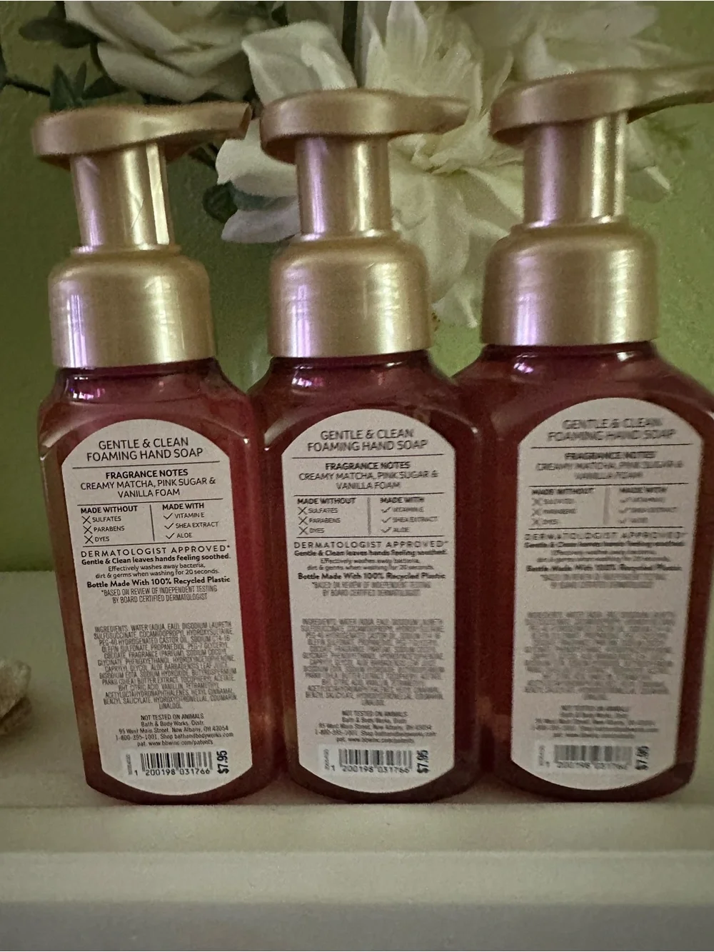 Bath & Body Works Pink Matcha Latte Gentle & Clean Foaming Hand Soap (3) Pc